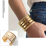 European Metal Rhombus Bracelet Open Wide Cuff Jewelry