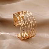 European Metal Rhombus Bracelet Open Wide Cuff Jewelry