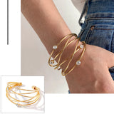European Metal Rhombus Bracelet Open Wide Cuff Jewelry