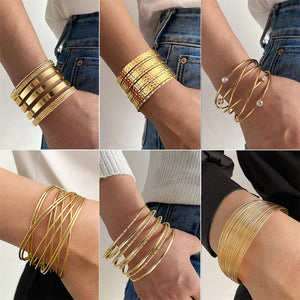 European Metal Rhombus Bracelet Open Wide Cuff Jewelry