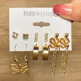 Butterfly Snake Circle Earrings Set Pearl Earrings for Women Girls Brincos