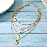 Moon Map Pendant Necklace Round Circle Chain Choker Jewelry Gift
