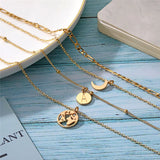 Moon Map Pendant Necklace Round Circle Chain Choker Jewelry Gift