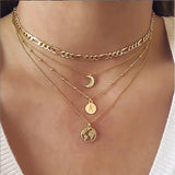 Moon Map Pendant Necklace Round Circle Chain Choker Jewelry Gift