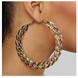 Big Bamboo Circle Hoop Earrings 3pcs Hip Hop Jewelry Set