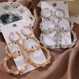 Big Bamboo Circle Hoop Earrings 3pcs Hip Hop Jewelry Set