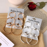 Big Bamboo Circle Hoop Earrings 3pcs Hip Hop Jewelry Set