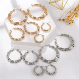 Big Bamboo Circle Hoop Earrings 3pcs Hip Hop Jewelry Set