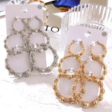 Big Bamboo Circle Hoop Earrings 3pcs Hip Hop Jewelry Set