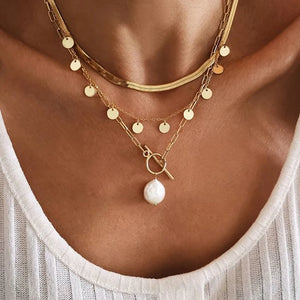 Vintage Crystal Pendant Necklace Women Beads Moon Star Choker