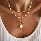 Vintage Crystal Pendant Necklace Women Beads Moon Star Choker