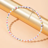 Colorful Beaded Pearl Choker Necklace Bohemian Flower Jewelry