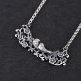 925 Silver Necklace Women Flower Bird Pendant