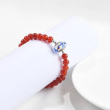 53mm Red Agate 925 Silver Bracelet Vintage Original S925 Women's Fine Jewelry