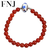 53mm Red Agate 925 Silver Bracelet Vintage Original S925 Women's Fine Jewelry