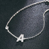 925 Silver Alphabet Bracelet with Zircon +3cm Chain S925 Silver Letter A-Z
