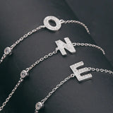 925 Silver Alphabet Bracelet with Zircon +3cm Chain S925 Silver Letter A-Z