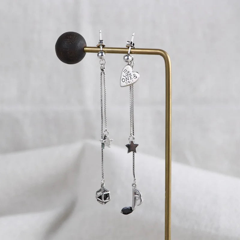 925 Silver Asymmetry Heart Hoop Earrings for Women