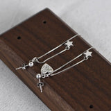 925 Silver Asymmetry Heart Hoop Earrings for Women