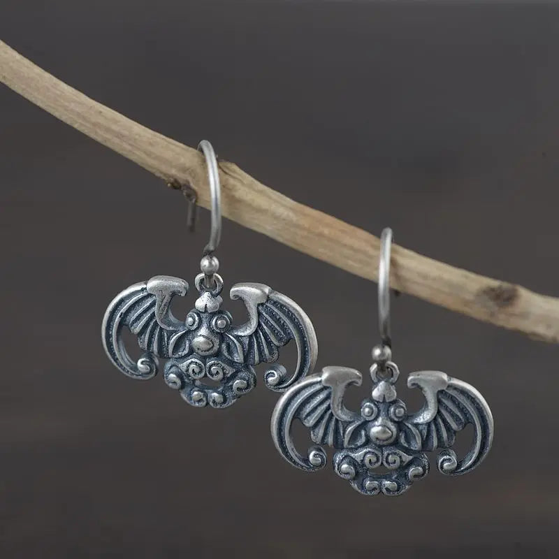 925 Silver Bat Earrings Women Jewelry S925 Sterling Drop Animal Vintage