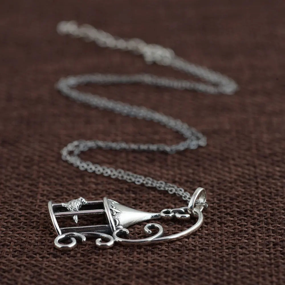 925 Silver Birdcage Pendant Necklace Women