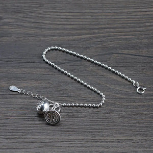 925 Silver Bracelet Women 16.5cm Ball Chain S925 Sterling Silver Anklet