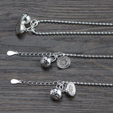 925 Silver Bracelet Women 16.5cm Ball Chain S925 Sterling Silver Anklet