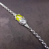 S925 Silver Pixiu Bracelet Green Agate 19.5cm Chain