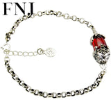 S925 Silver Pixiu Bracelet Green Agate 19.5cm Chain