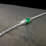 S925 Silver Pixiu Bracelet Green Agate 19.5cm Chain