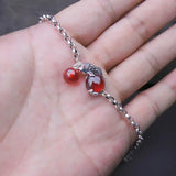 925 Silver Bracelet Women 19.8cm S925 Sterling Silver Fish Agate Bracelet