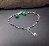 925 Silver Bracelet Women 19.8cm S925 Sterling Silver Fish Agate Bracelet