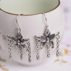 925 Silver Butterfly Tassel Earrings for Women