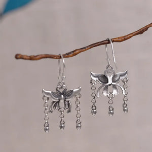 925 Silver Butterfly Tassel Earrings for Women