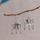925 Silver Butterfly Tassel Earrings for Women