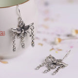 925 Silver Butterfly Tassel Earrings for Women