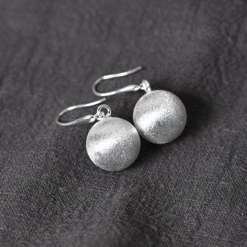 925 Silver Earrings Ball Original S925 Sterling Silver Drop Earrings