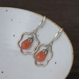925 Silver Earrings for Women Red Agate Drop