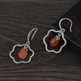 925 Silver Earrings for Women Red Agate Drop