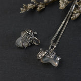 925 Silver Elephant Pendant with Chalcedony S925 Thai Silver for Jewelry Making