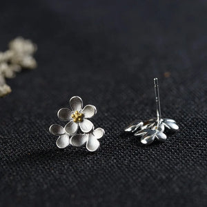 925 Silver Flower Stud Earrings for Women - S925 Sterling Silver