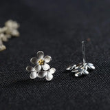 925 Silver Flower Stud Earrings for Women - S925 Sterling Silver