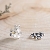 925 Silver Flower Stud Earrings for Women - S925 Sterling Silver
