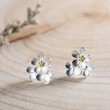 925 Silver Flower Stud Earrings for Women - S925 Sterling Silver