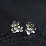 925 Silver Flower Stud Earrings for Women - S925 Sterling Silver