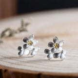 925 Silver Flower Stud Earrings for Women - S925 Sterling Silver