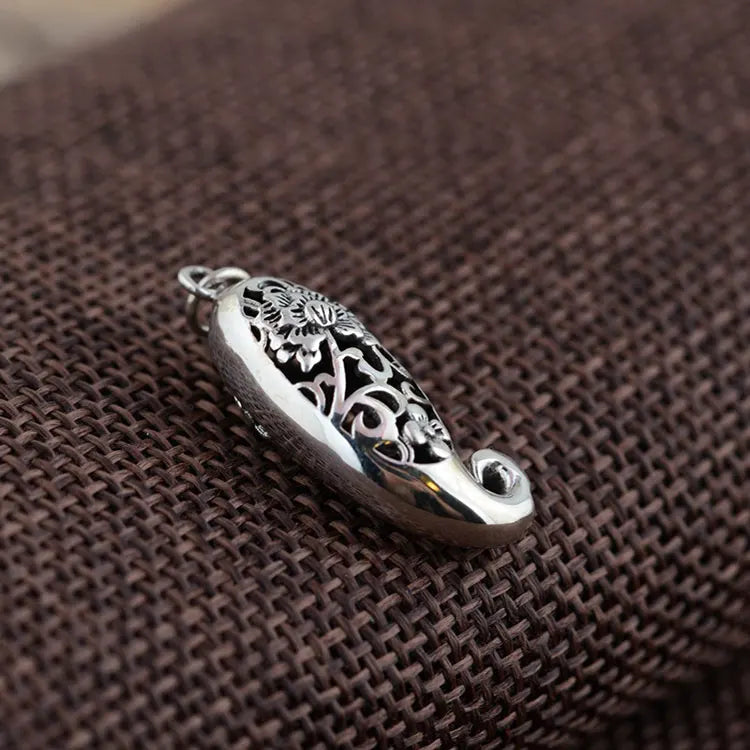 925 Silver Fish Pendant Flower S925 Solid Thai Silver Pendants