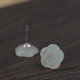 925 Silver Flower Jade Earrings for Women Jewelry