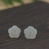 925 Silver Flower Jade Earrings for Women Jewelry