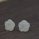 925 Silver Flower Jade Earrings for Women Jewelry
